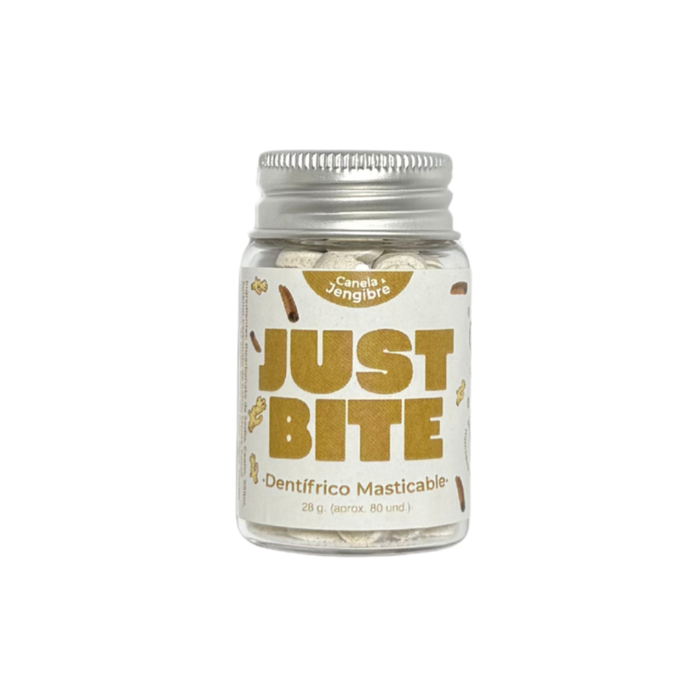 DENTÍFRICO MASTICABLE CANELA Y JENGIBRE JUST BITE PERÚ