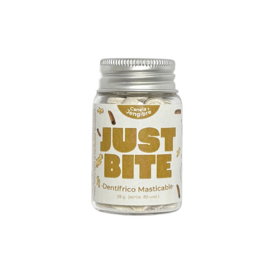 DENTÍFRICO MASTICABLE CANELA Y JENGIBRE JUST BITE PERÚ