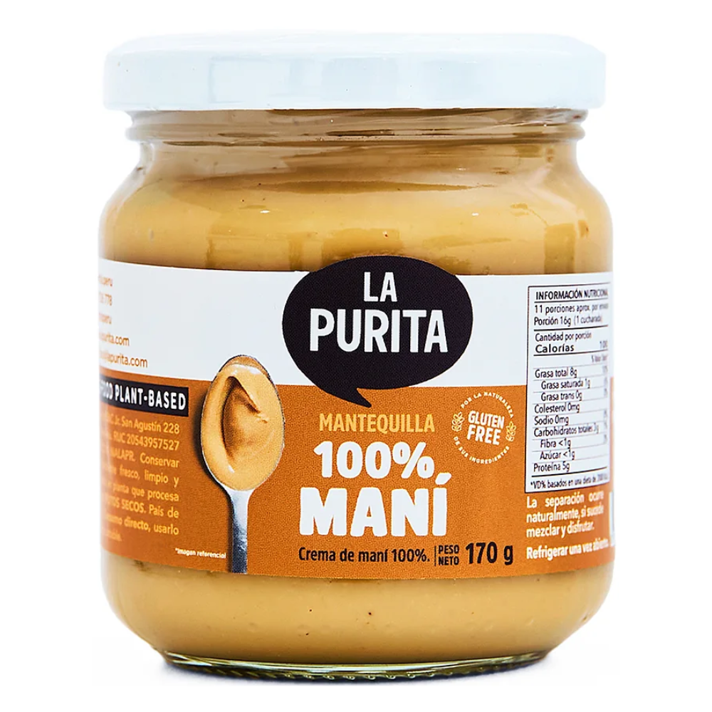 MANTEQUILLA DE MANI 100% 170G - LA PURITA