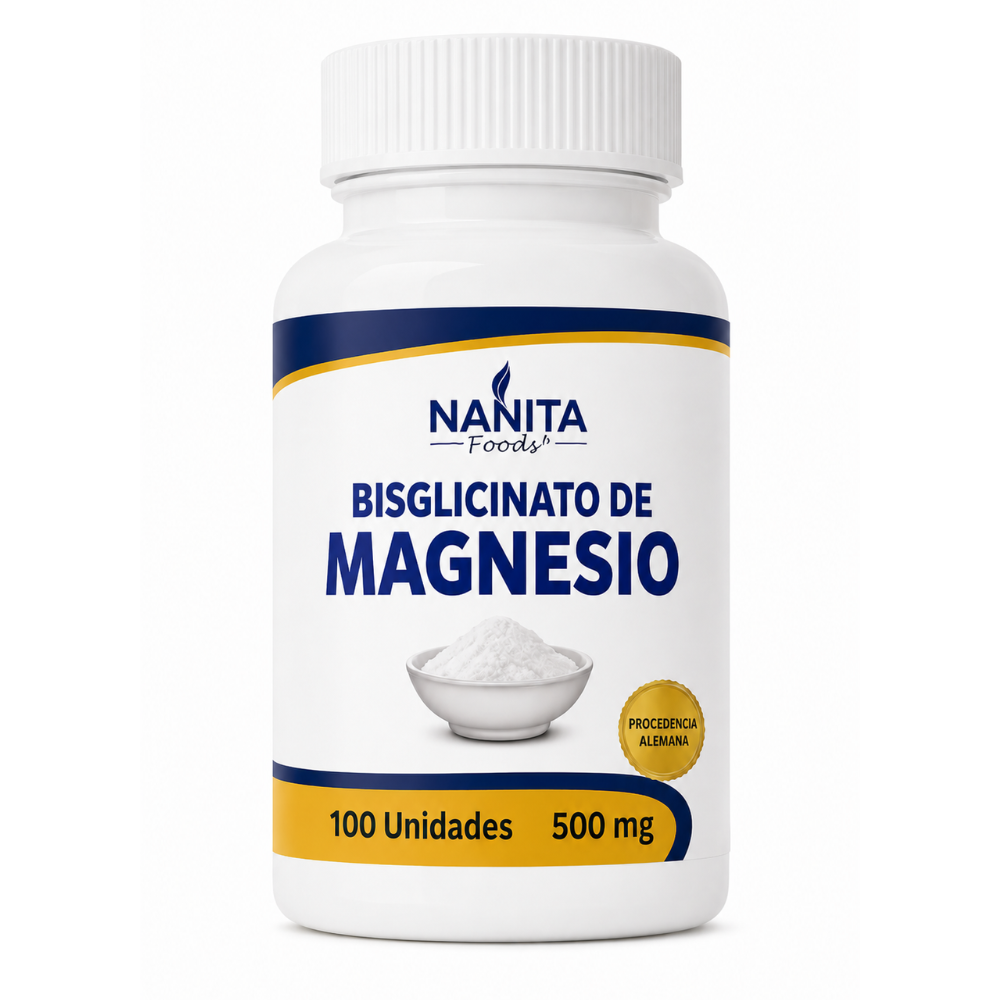 BISGLICINATO DE MAGNESIO 500 MG  100 CÁPSULAS- NANITA FOODS