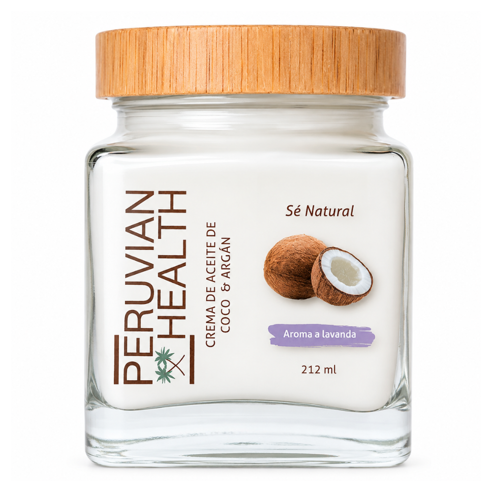 CREMA DE ACEITE DE COCO CON ARGAN 212ML AROMA LAVANDA - PERUVIAN HEALTH