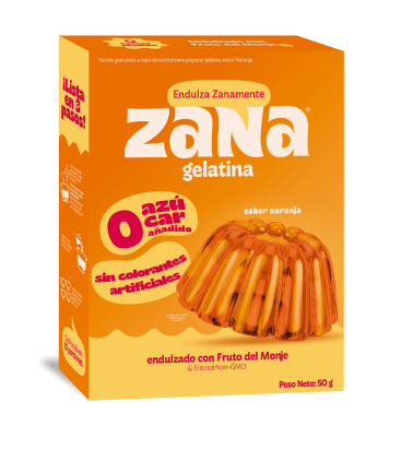 GELATINA SABOR NARANJA ZANA 50G SIN AZUCAR
