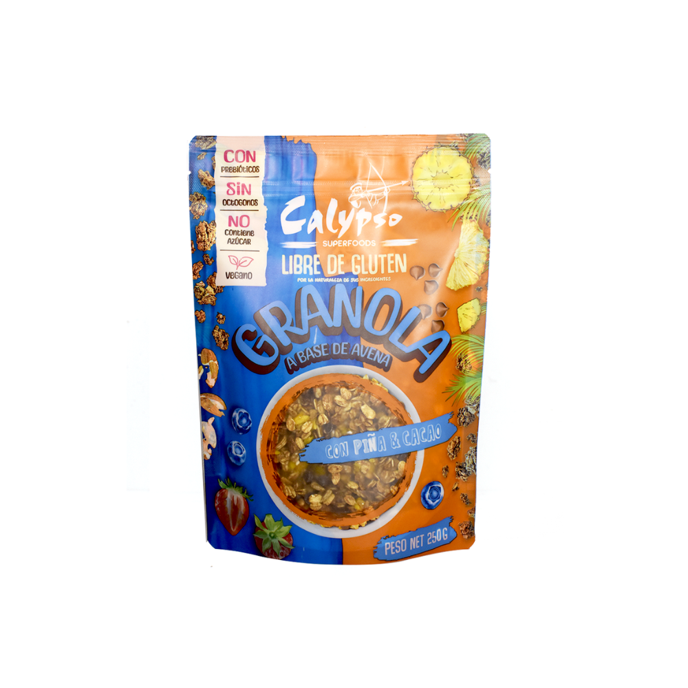 GRANOLA PIÑA Y CACAO S/G DOYPACK 250GR CALYPSO