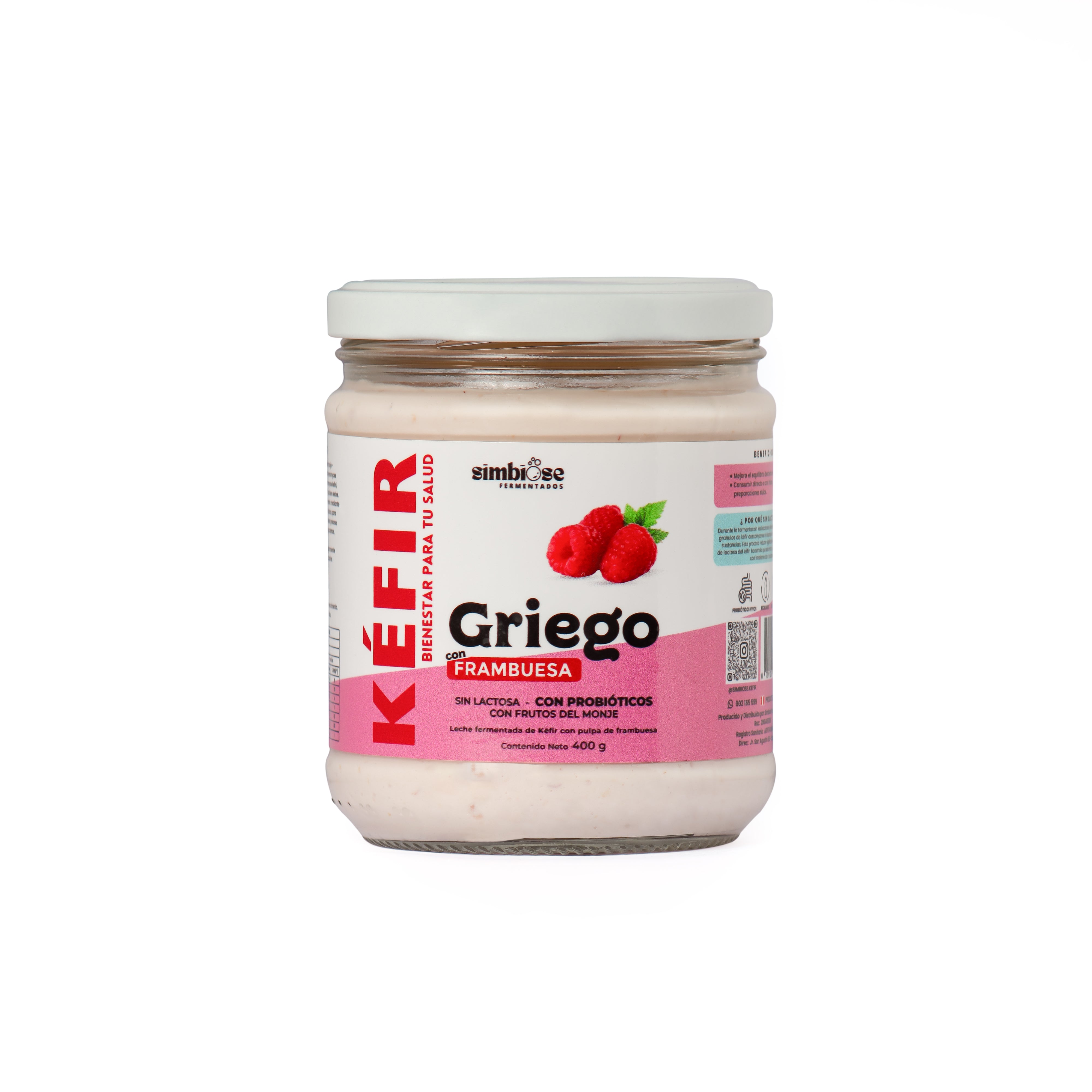 KEFIR GRIEGO CON FRANBUESA Y FRUTOS DEL MONJE 400G - SIMBIOSE