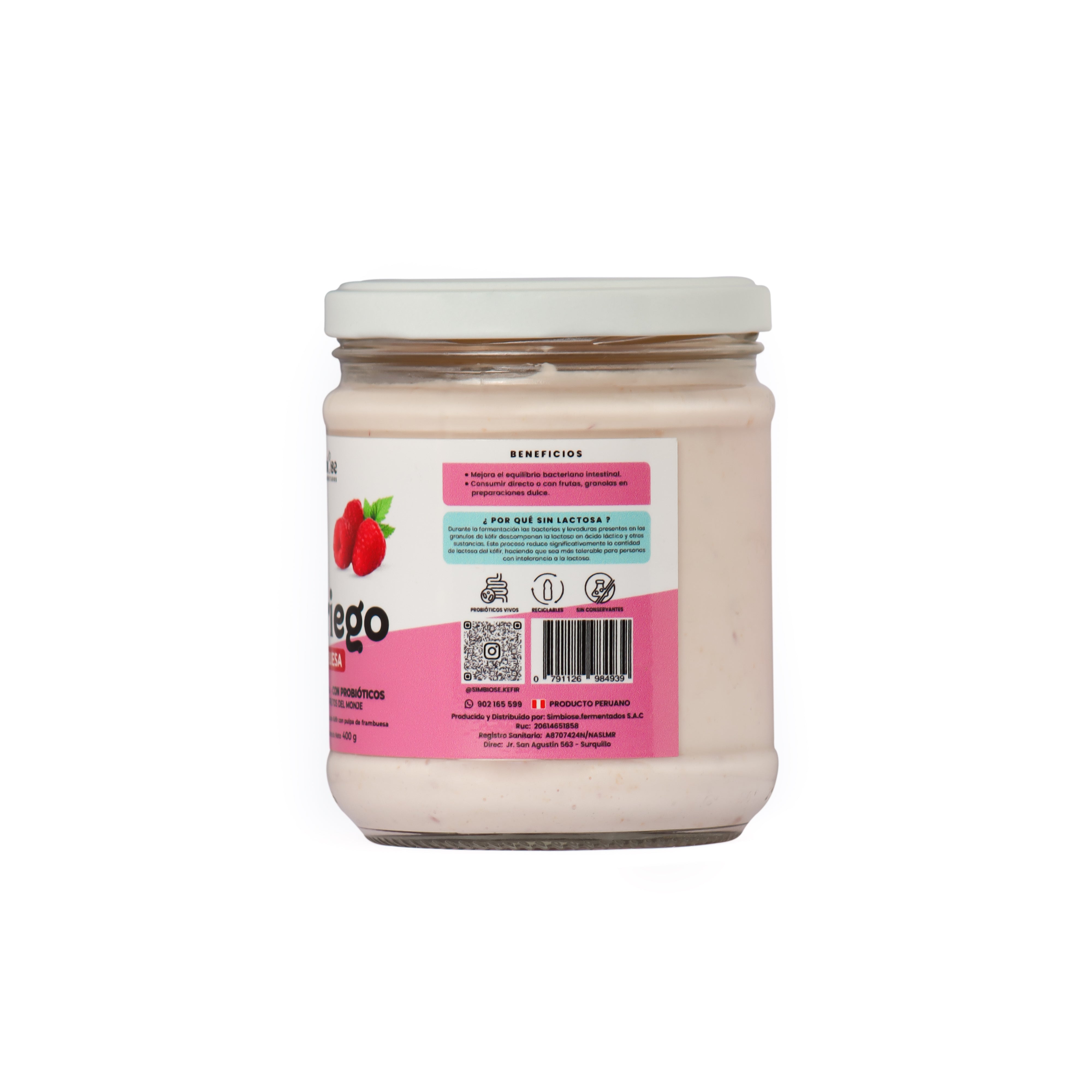 KEFIR GRIEGO CON FRANBUESA Y FRUTOS DEL MONJE 400G - SIMBIOSE