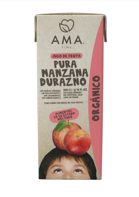 JUGO DE FRUTA DE MANZANA Y DURAZNO AMA 200 ML ORGANICO