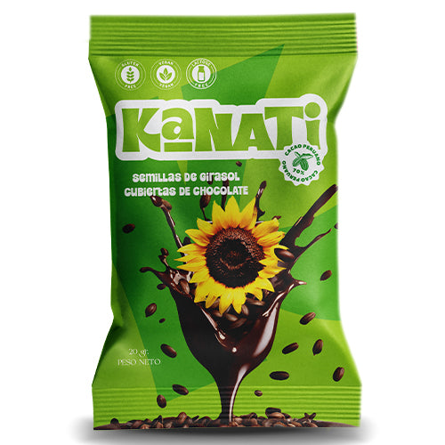 SEMILLAS DE GIRASOL CUBIERTAS CON CACAO 70% 20 GR - KANATI