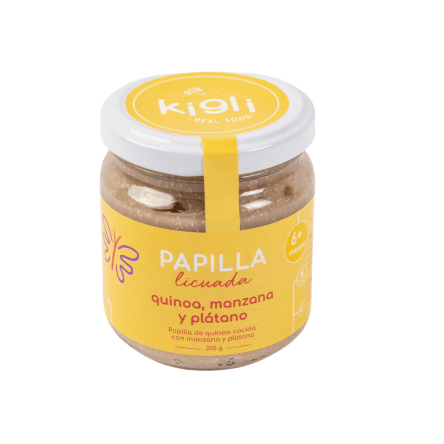 PAPILLA DE QUINOA, MANZANA Y PLÁTANO  (LICUADA) - KIGLI 200G