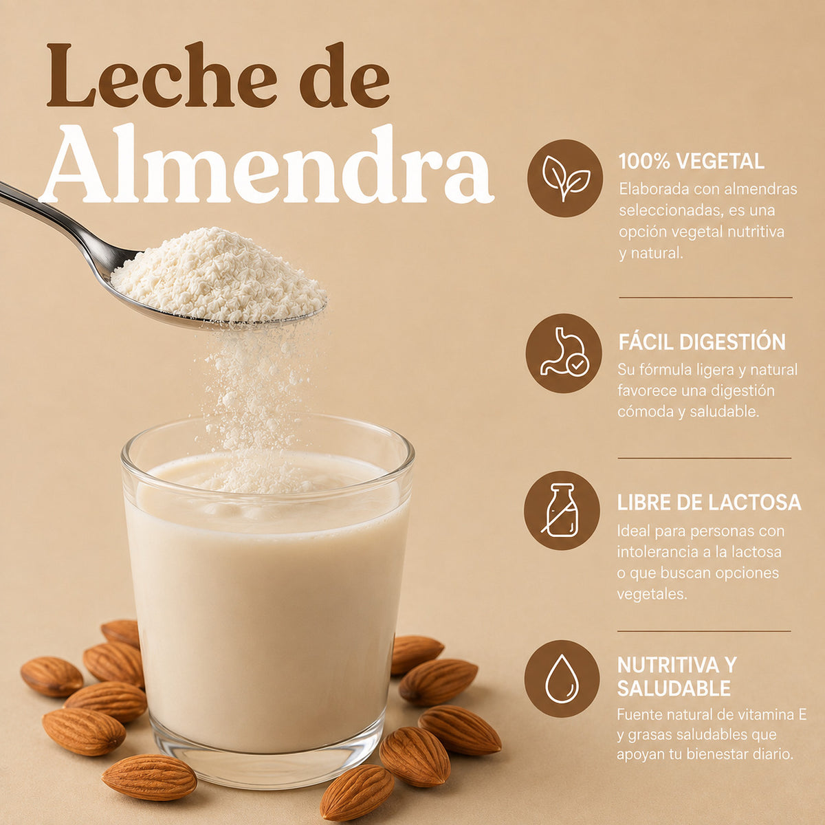 LECHE DE ALMENDRAS EN POLVO 200GR REAL FOOD