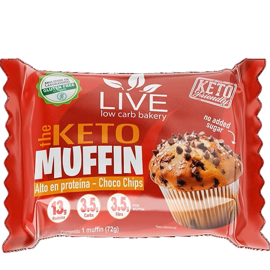 MUFFIN KETO CHOCO CHIP AVELLANA 72GR 1UND LIVE