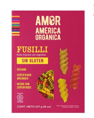 Pasta Trigano Con Vegetales Fusilli America Organica 227G. GLUTEN FREE