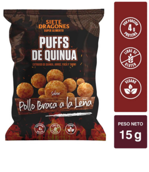 PUFF DE QUINUA SABOR POLLO A LA BRASA DE 15GR - SIETE DRAGONES