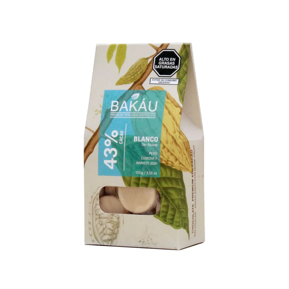 CHOCOLATE BLANCO VEGANO ZERO AZUCAR 100GR-BAKÁU