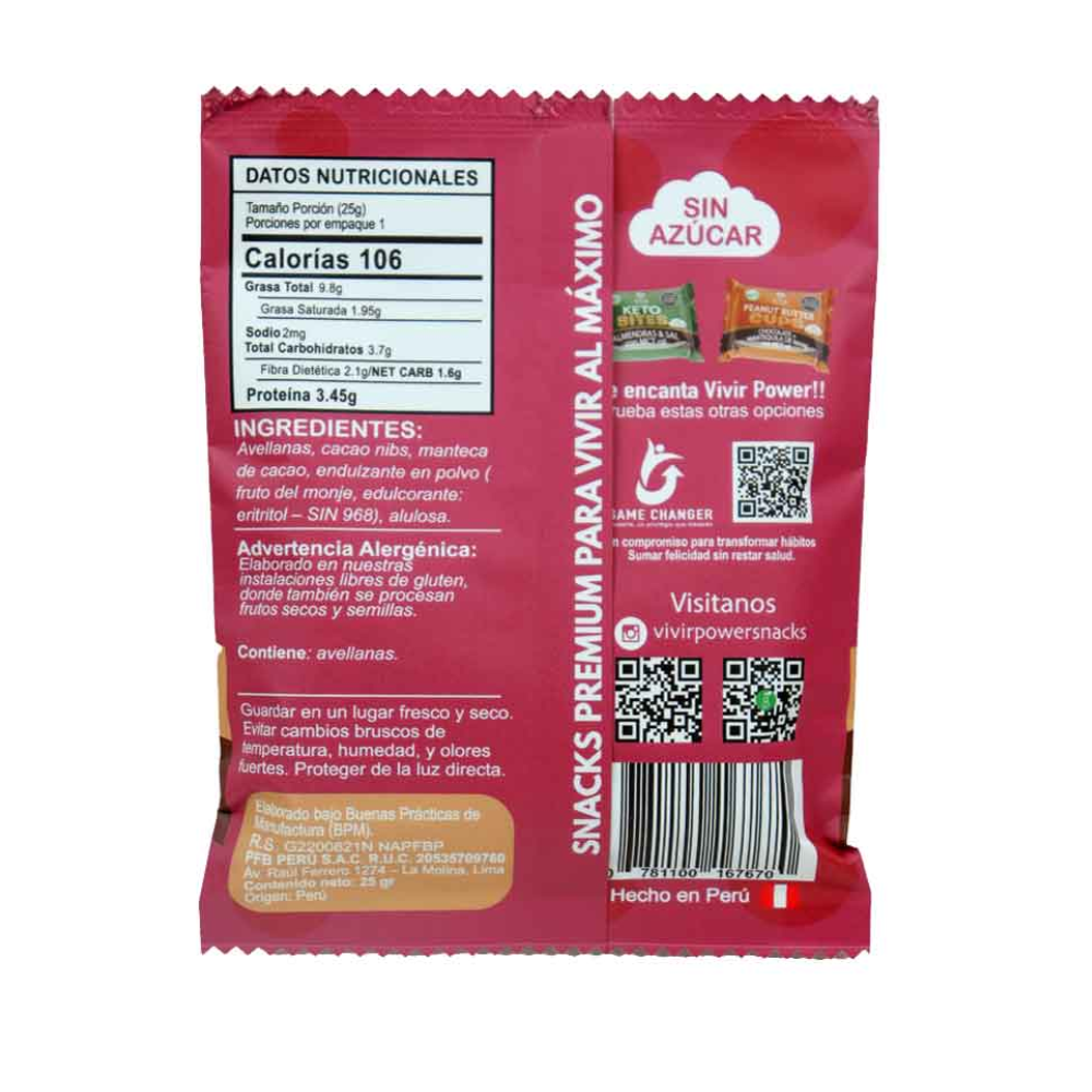 CHOCO AVELLANAS 25G-VIVIR