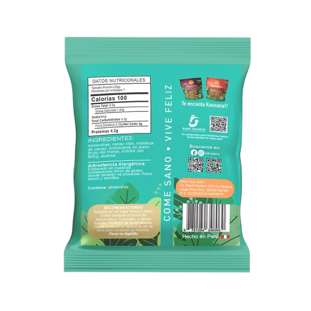 CHOCO ALMENDRAS 25G - KAUSANA