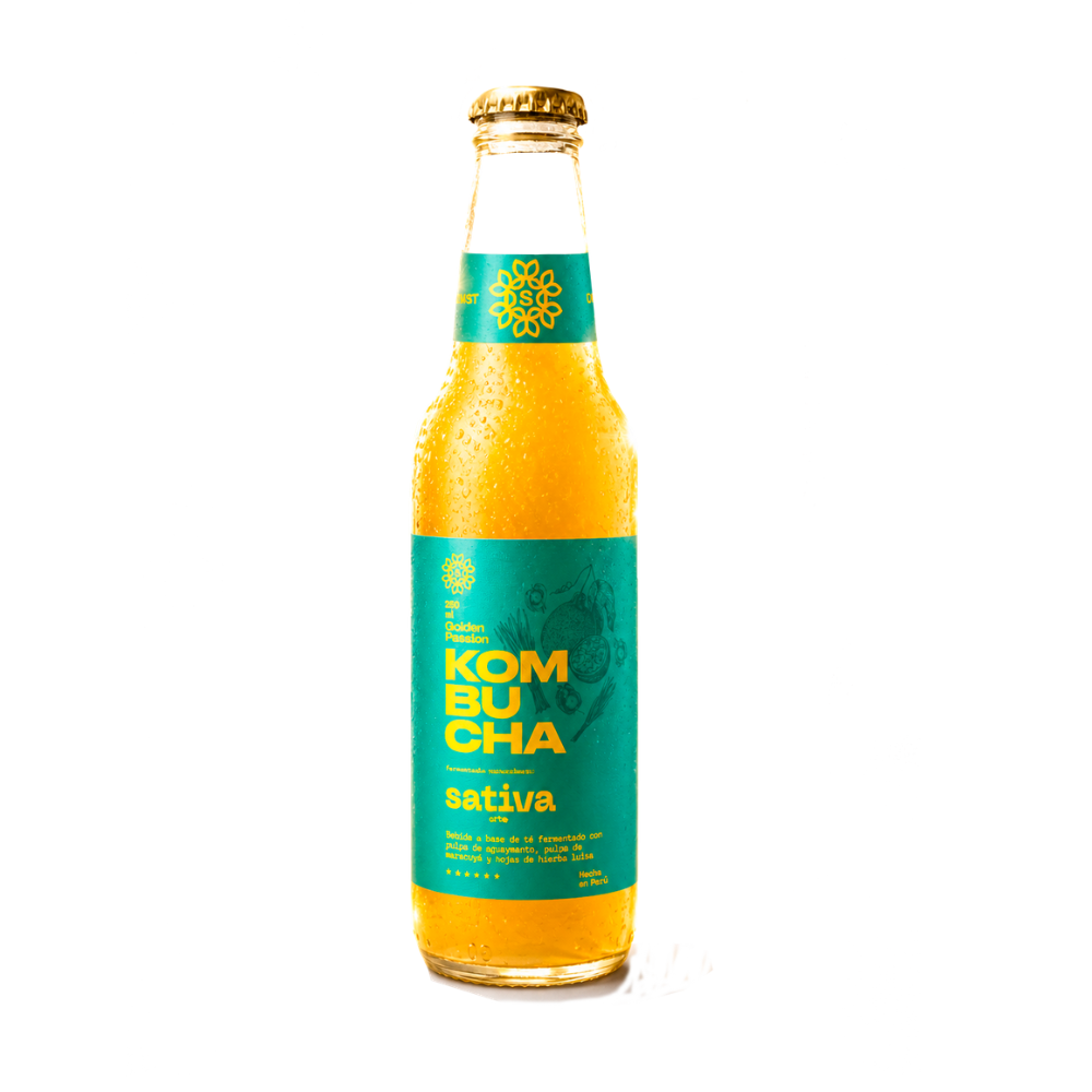 KOMBUCHA GOLDEN PASSION 269 ML MARACUYA, AGUAYMANTO, HIERBA LUISA-SATIVA