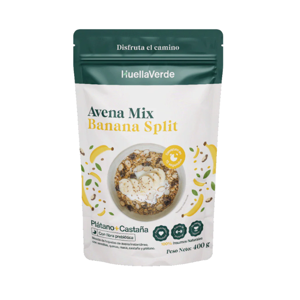 AVENA MIX BANANA SPLIT 400 GR DOYPACK HUELLA VERDE
