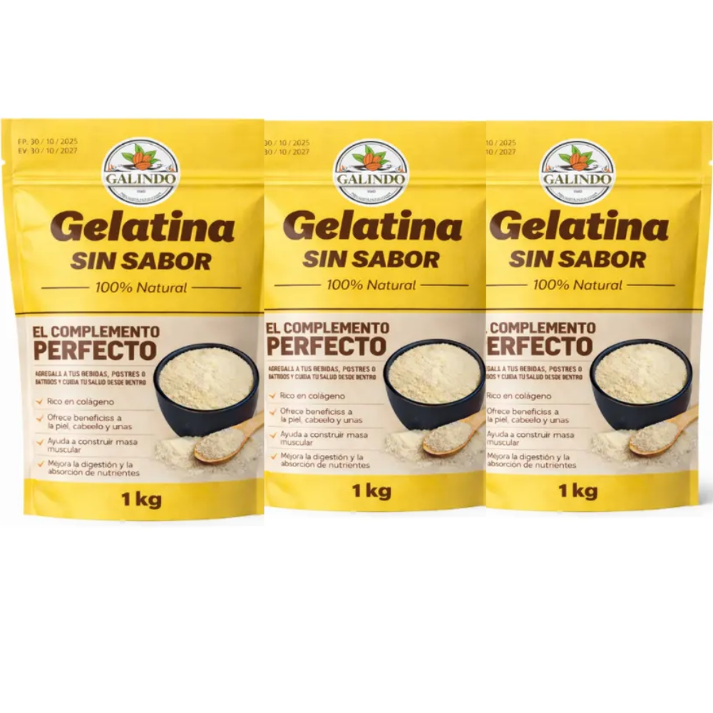 PACK X3 GELATINA SIN SABOR 1K -GALINDO