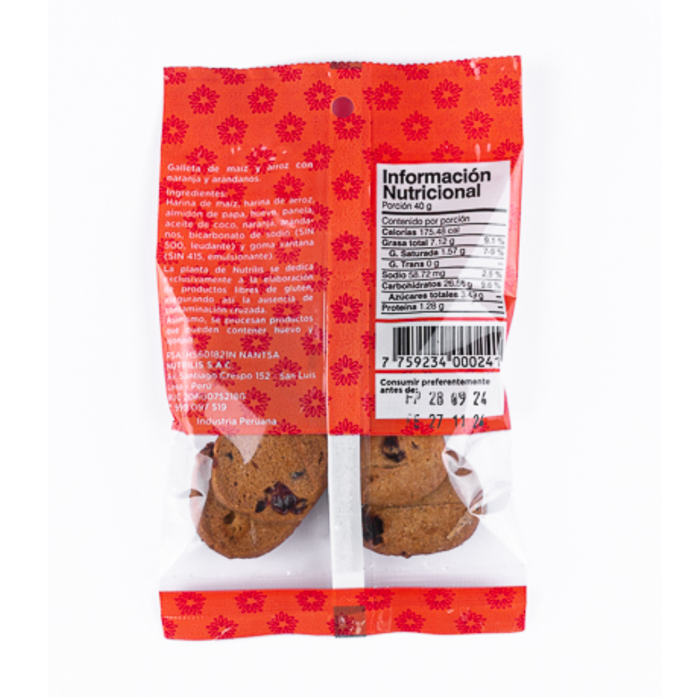 GALLETAS DE NARANJA CON ARÁNDANOS 40GR EVITA