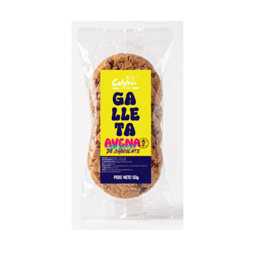 GALLETA DE AVENA CON GOTAS DE CHOCOLATE 50 GR CALYPSO
