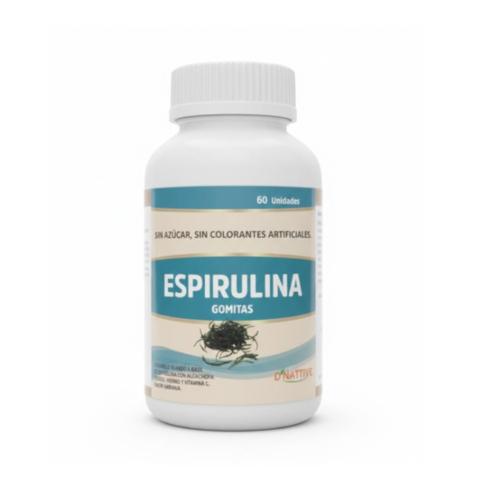 ESPIRULINA GOMITAS S/A FRASCO 60CAP- D´NATIVE