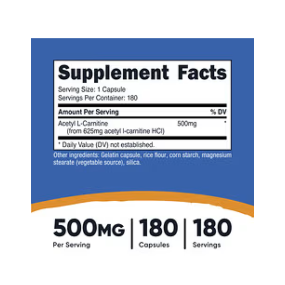 ACETYL L-CARNITINE 500 MG 180CAP NUTRICOST