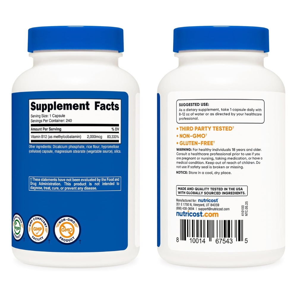 VITAMIN B12 2000MCG 240 CAPSULAS NUTRICOST