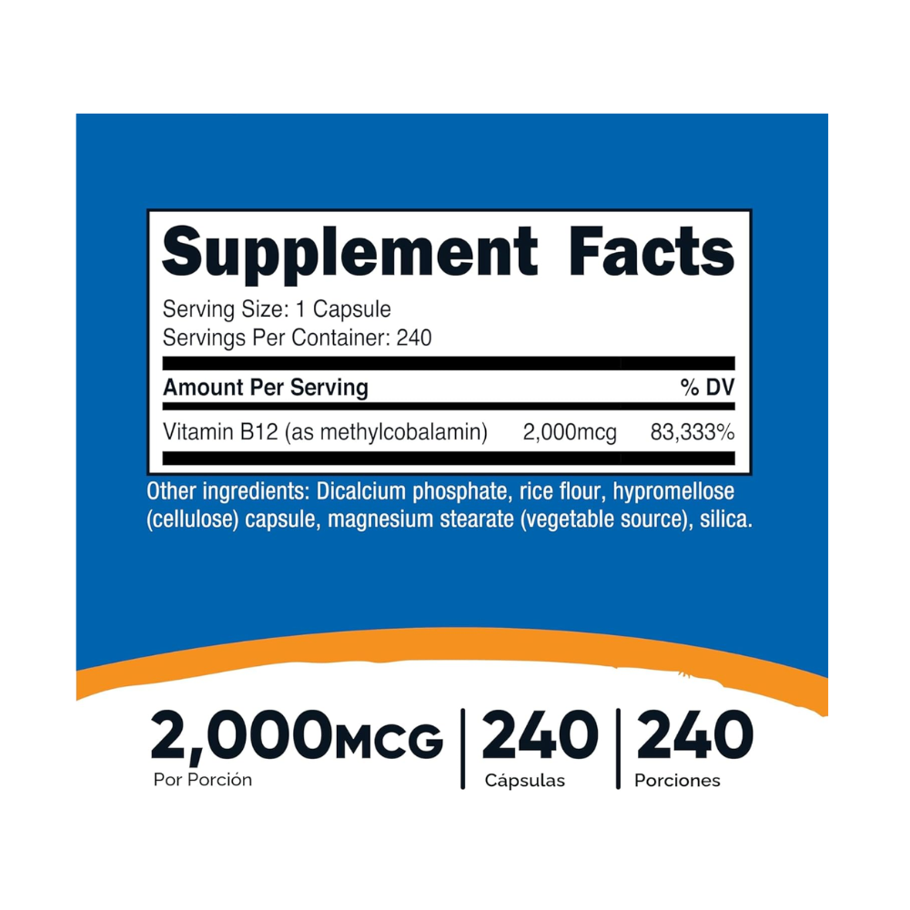 VITAMIN B12 2000MCG 240 CAPSULAS NUTRICOST