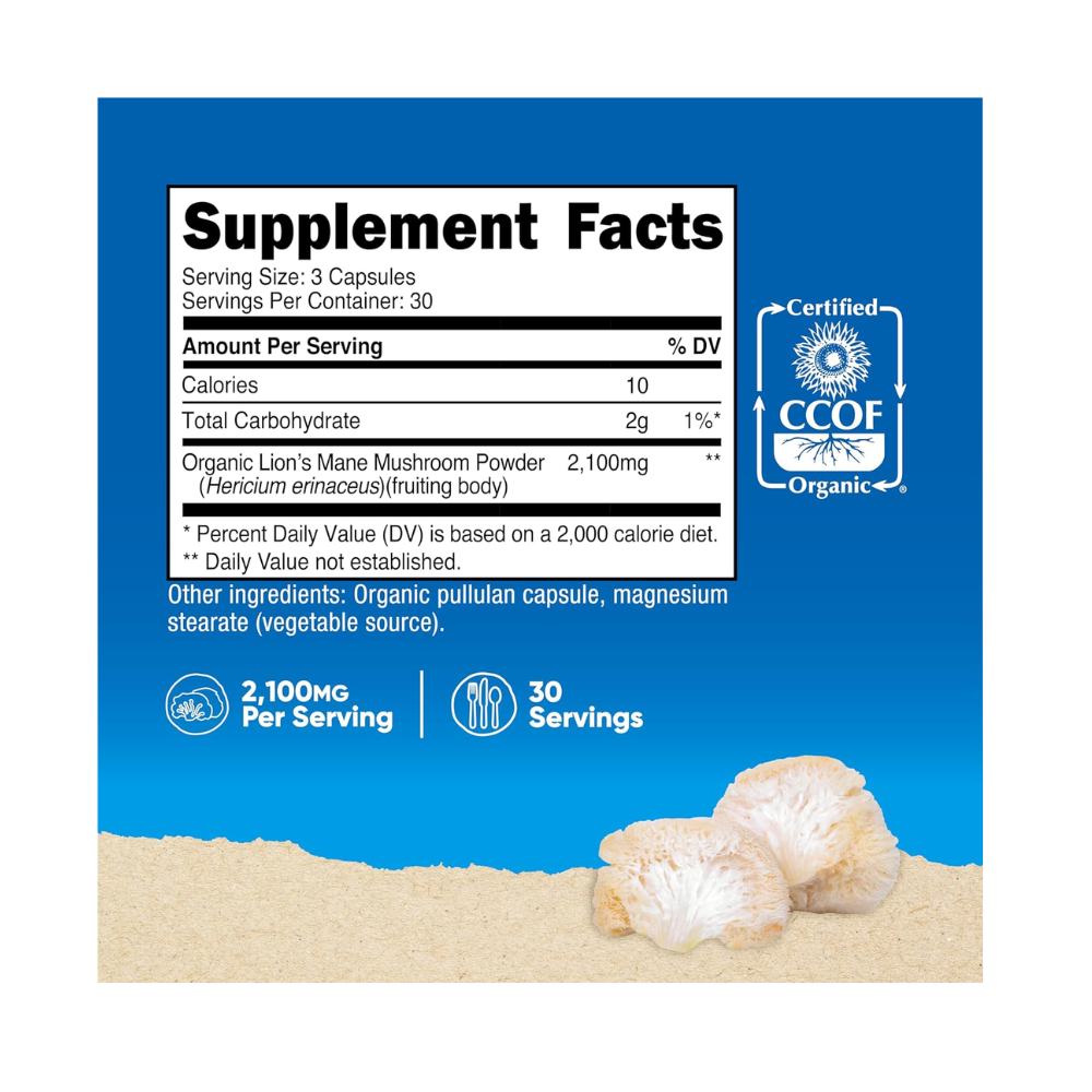 LIONS MANE CAPSULES (MWO) (700 MG) (90 Capsules)-NUTRICOST