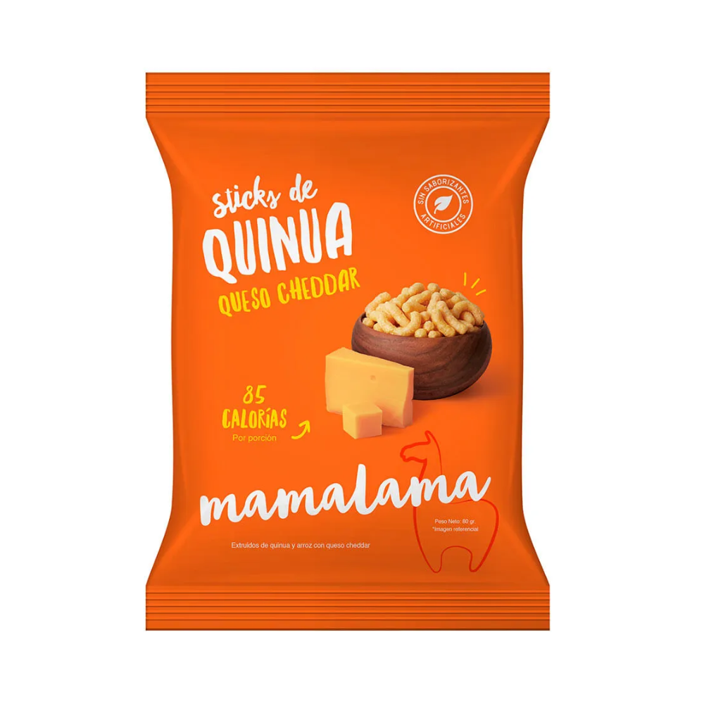 STICKS DE QUINUA QUESO CHEDAR 80 GR - MAMALAMA