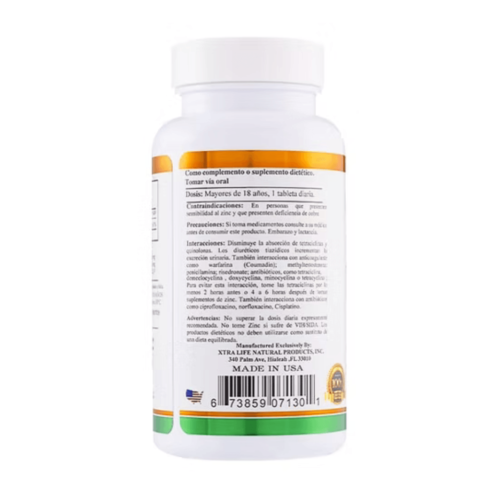ZINC 25 MG GLUCONATE 60 TABLETAS XTRALIFE
