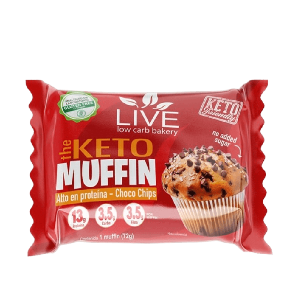 MUFFIN KETO CHOCO CHIP AVELLANA 72GR 1UND LIVE