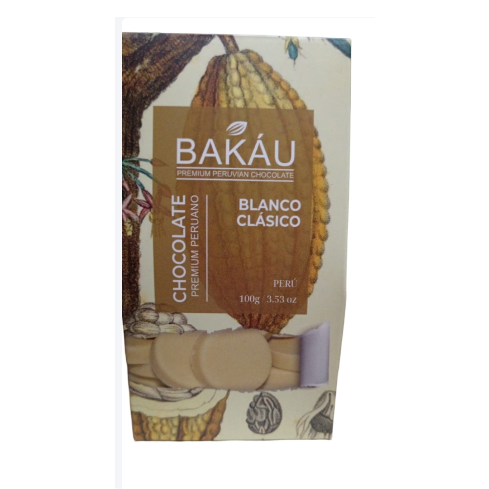 CHOCOLATE BLANCO CLASICO PREMIUM 45% CACAO BAKAU 100G