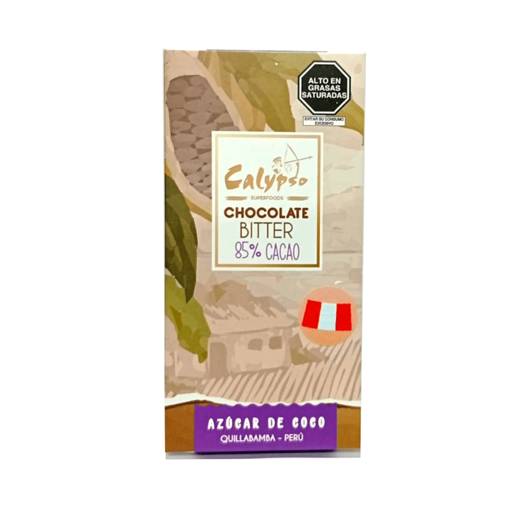CHOCOLATE BITTER 85% ENDULZADO CON AZUCAR DE COCO CALYPSO 50G