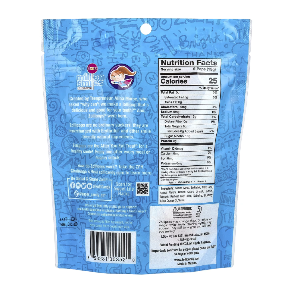 ZOLLI POPS FRUTA VARIADA CHUPETINES 65G