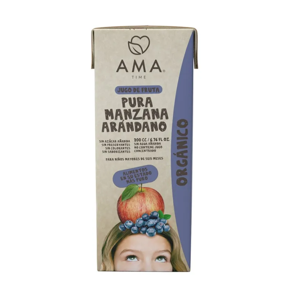 JUGO DE FRUTA DE MANZANA Y ARANDANO - AMA 200 ML ORGANICA