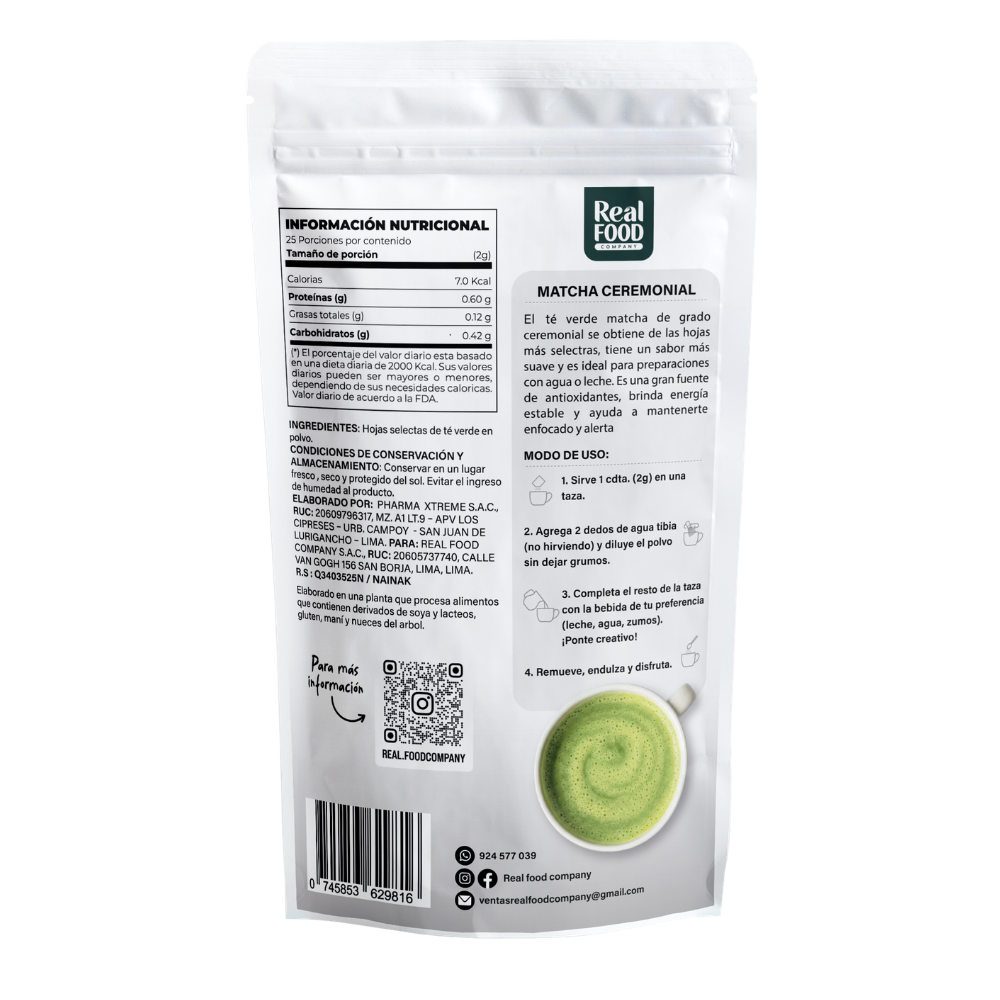 MATCHA DAILY 50 GR REAL FOOD
