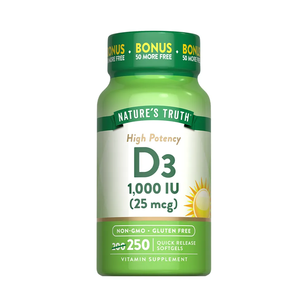 D3 1000 IU 25MCG 250SOFTGEL NATURES TRUTH