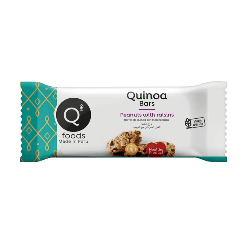 BARRA DE QUINOA MANI Y PASAS 30 GR - QFOODS