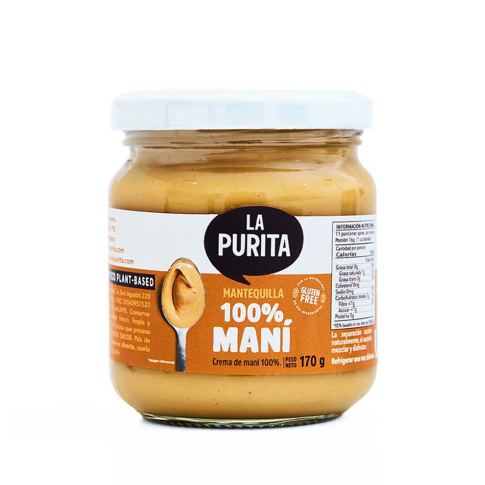 MANTEQUILLA DE MANI 100% 170G - LA PURITA