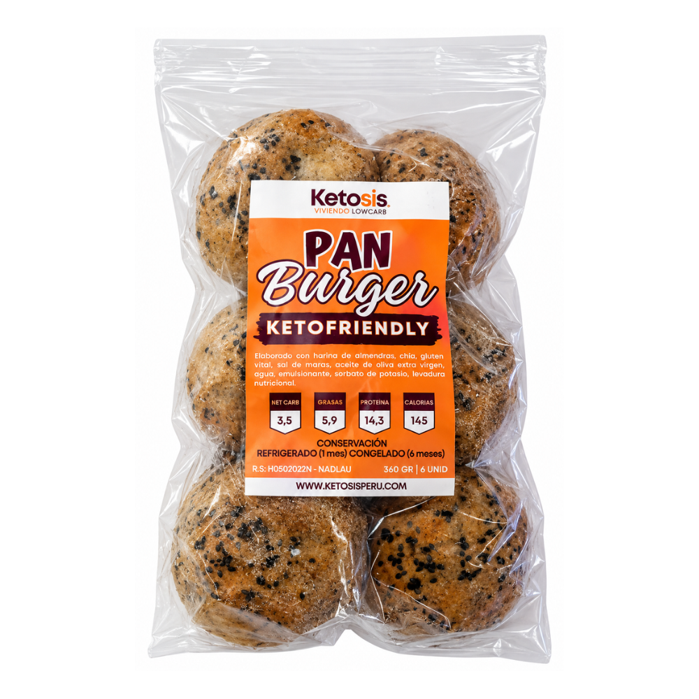 PAN BURGER KETO FRIENDLY BOLSA 6 UNIDADES - KETOSIS
