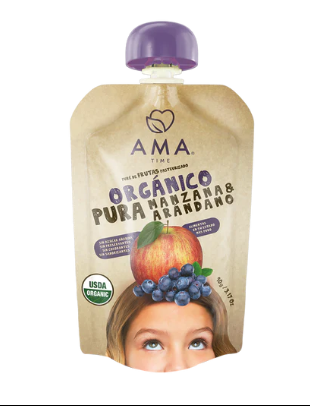 PURE DE MANZANA Y ARANDANO AMA 90G ORGANICO