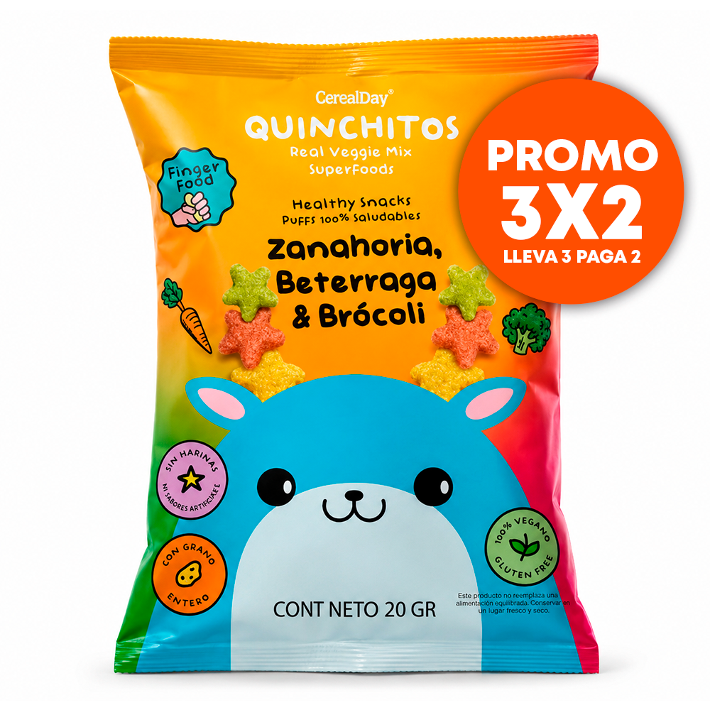 QUINCHIITOS PUFFS ZANAHORIA, BETERRAGA Y BROCOLI 20 MG