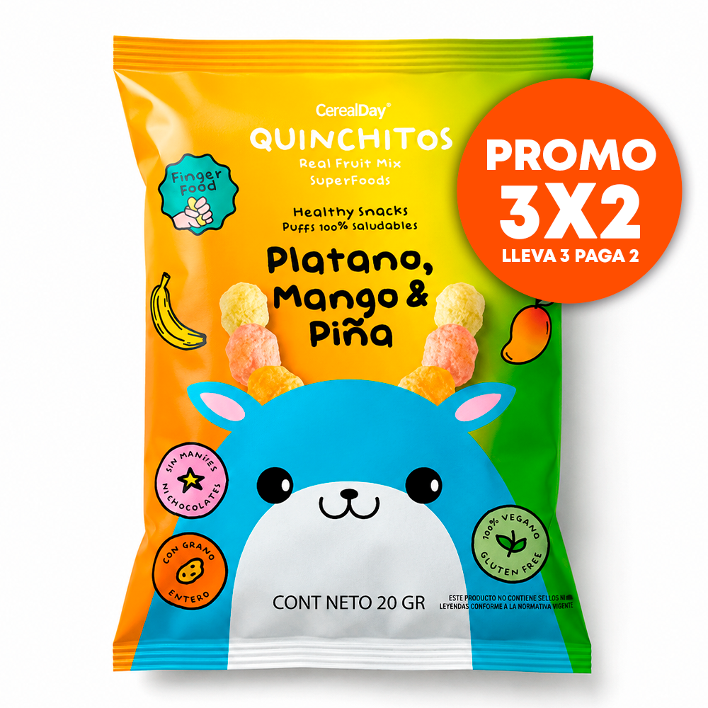QUINCHITOS PROBIOTICO PUFFS PLATANO, MANGO Y PINA 20 GR