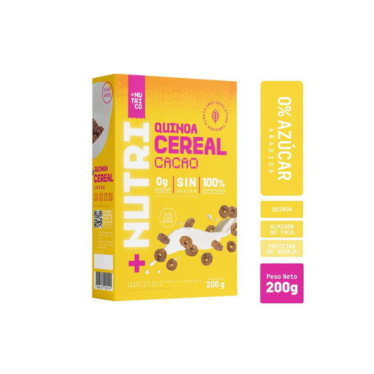 QUINUOA CEREAL CACAO S/G CAJA 200GR.-NUTRI-CO