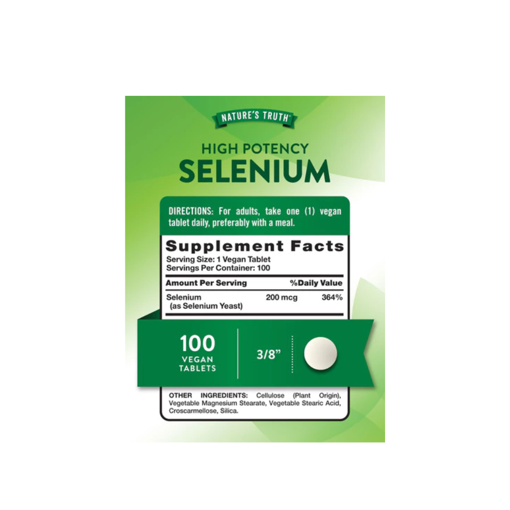 Selenio 200 mcg 100 tabletas NATURES TRUTH