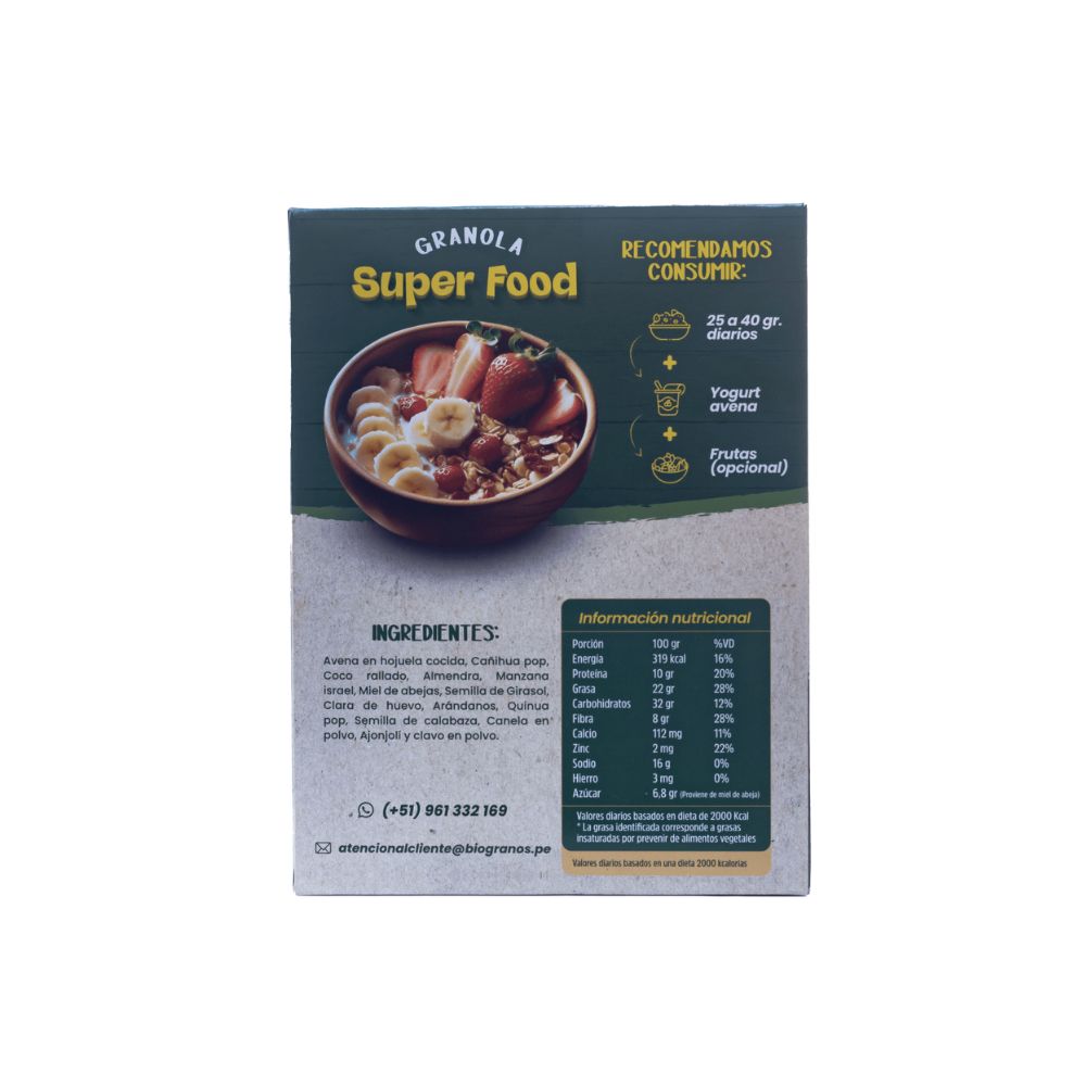 GRANOLA SUPER FOOD 250GR BIO GRANOS