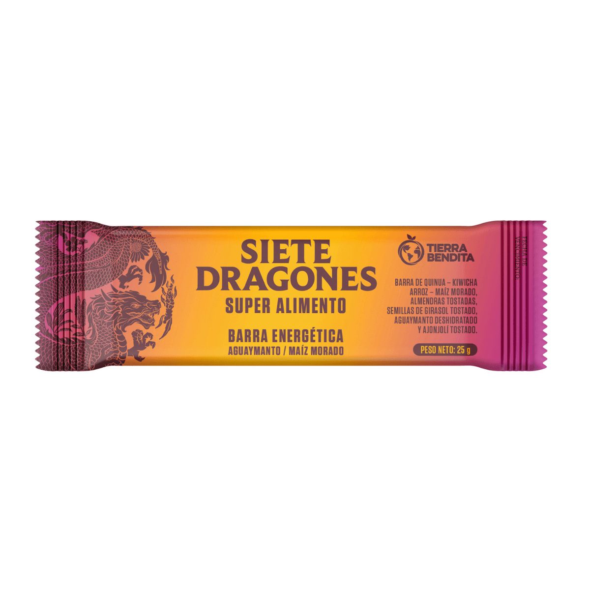 BARRA ENERGETICA AGUAYMANTO Y MAIZ MORADO DE 25GR SIETE DRAGONES