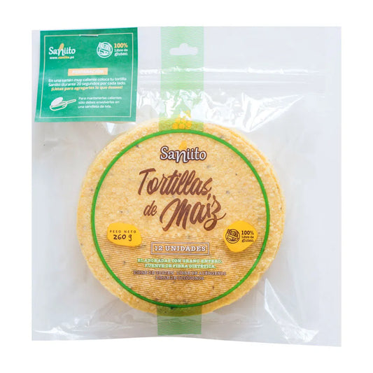 TORTILLAS DE MAÍZ 260 GR12 UNDS -SANIITO