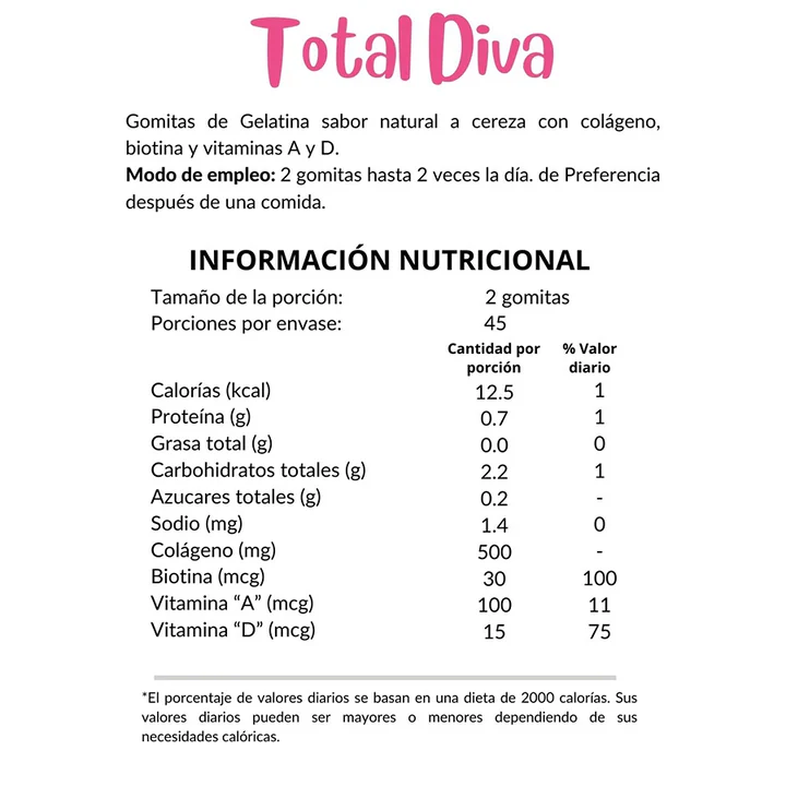 TOTAL DIVA 90 GOMITAS SIN GLUTEN YUMI GUMI